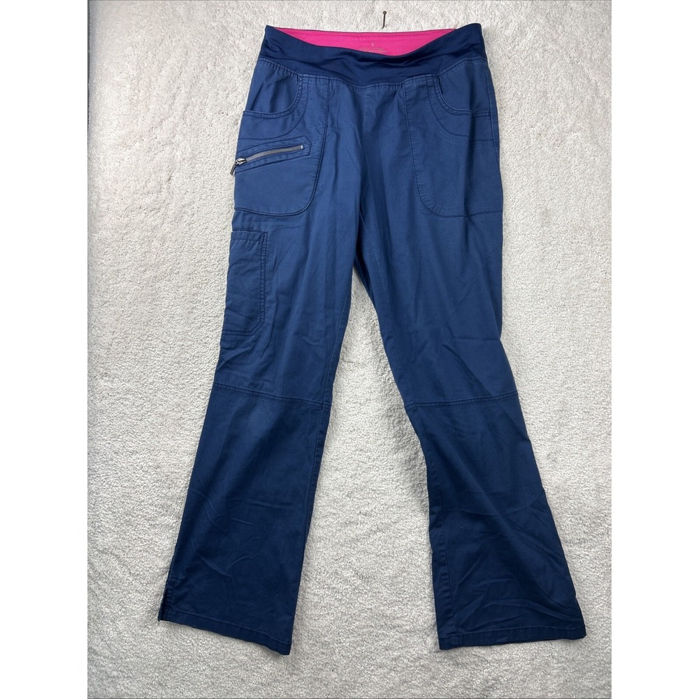 Beyond Scrubs Navy Blue Petite Drawstring Jogger Scrub Pants Womens Size S Beach